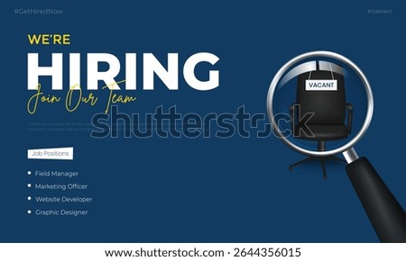 We are hiring join to the team announcement. Hiring recruitment open vacancy design. Creative hiring poster. hiring social media post design.