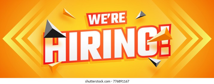 We are Hiring, Join Us. Advertisement  Banner Design on yellow background. Abstract background. 