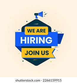 we are hiring join us announcement banner vector with loudspeaker and megaphone