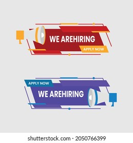 wir stellen Ihr Team-Banner mit Megaphone-Vektorgrafik ein und schließen uns Ihrem Banner an oder stellen Banner für Design, Stellenausschreibung und Banner ein