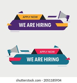 we are hiring and join your team banner with megaphone vector illustration or we are hiring banner Design, job vacancy banner