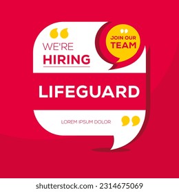 Wir stellen ein (Lifeguard), treten Sie unserem Team bei, Vektorgrafik.