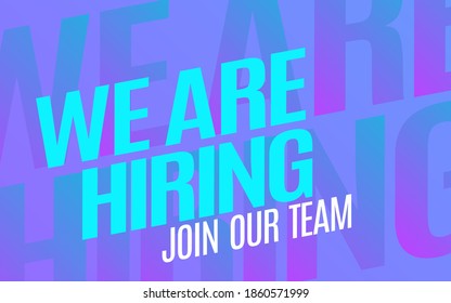 We Are Hiring and long shadow. Isolated Object. The business concept of search and recruitment, Template Text Box Design. Vector Illustration.