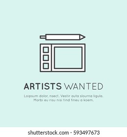 We are Hiring and Looking for Interns and Young Designers and Digital Artists! Vector Icon Style Illustration Logo Element