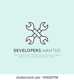 We are Hiring and Looking for Interns and Young Developers! Vector Icon Style Illustration Logo Element