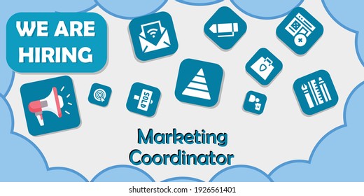 we are hiring marketing coordinator. vector illustration. 