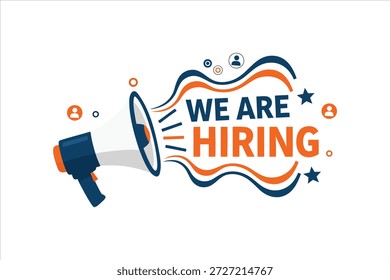  We Are Hiring Megaphone Banner, Join Our Team Recruitment Announcement 