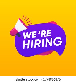 We are hiring with Megaphone flat banner vector