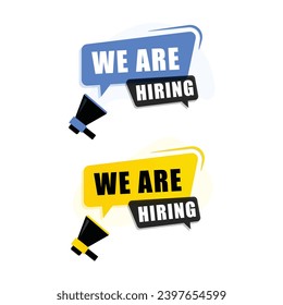 We are hiring with megaphone on white background