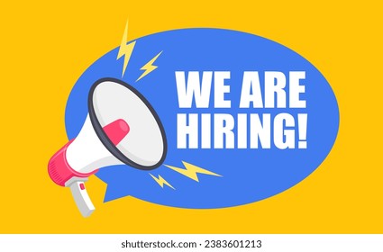 We are hiring megaphone. Vector illustration.