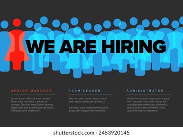 We are hiring minimalistic blue and red dark flyer template - looking for new members of our team hiring a new member colleages to our company organization team from a crowd