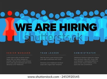 We are hiring minimalistic blue and red dark flyer template - looking for new members of our team hiring a new member colleages to our company organization team from a crowd
