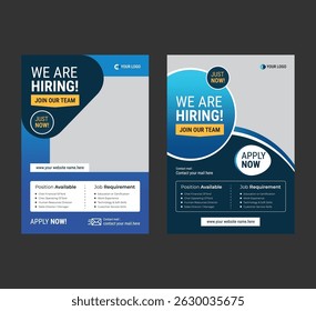 We are hiring minimalistic flyer and post template with big letters, Digital announcement job vacancies layout.