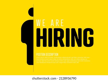 We are hiring minimalistic flyer template - looking for new members of our team hiring a new member colleages to our company organization team. Hiring yellow flyer banner advertisement