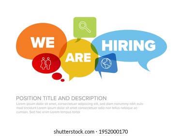 We are hiring minimalistic flyertemplate - looking for new members of our team hiring a new member colleages to our company organization team - simple motive with speech bubbles