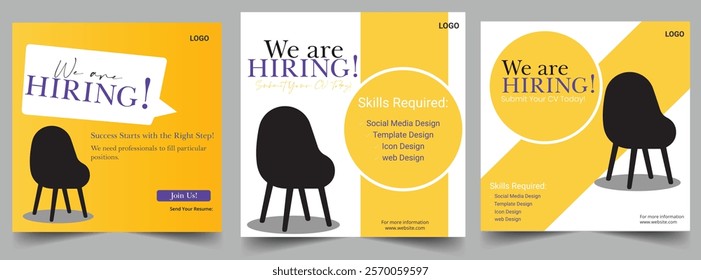 We are hiring minimalistic teal flyer template with big letters.
We are hiring job vacancy Social Media Post Or Instagram Promotional Social Media Square Banner And Square Flyer Template Design.
