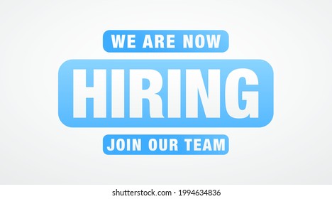 we are hiring modern, creative banner, design concept, social media template, marketing, advertising and communication concept  with blue text on a  light background 