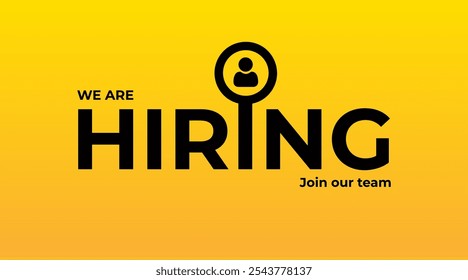 estamos contratando moderno, banner criativo, conceito de design, modelo de mídia social, marketing, publicidade e conceito de comunicação com texto preto em um fundo amarelo