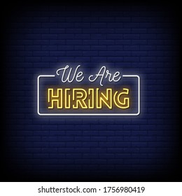 We are Hiring Neon Signs Style Text vector