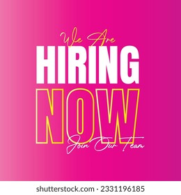 We are hiring now design sign, Join our team icon sign vector, We are hiring join us icon design, Vacancy poster for social media