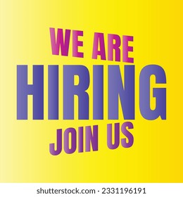 We are hiring now design sign, Join our team icon sign vector, We are hiring join us icon design, Vacancy poster for social media