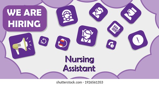 we are hiring nursing assistant. vector illustration. 