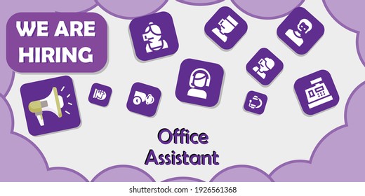 we are hiring office assistant. vector illustration. 