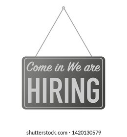 we are hiring on door hanging plate vector