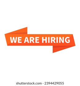 We Are Hiring In Orange Rectangle Ribbon Shape For Employee Promotion Business Marketing
