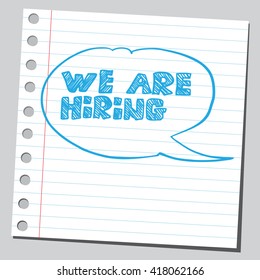 We are hiring phrase in comic bubble