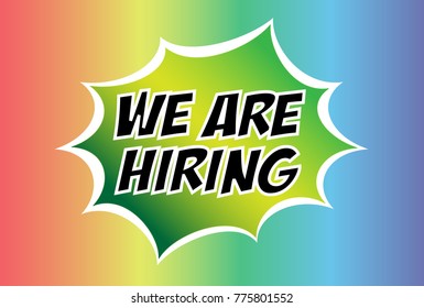 We are hiring pop-art colourful vector graphic