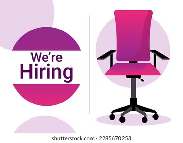 We are hiring post design with purple color chair.