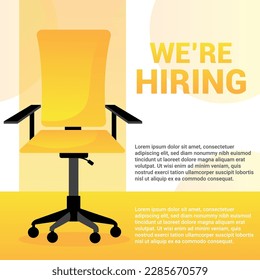 We are hiring post design with yellow background and chair. 