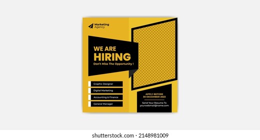We are hiring post Job vacancy social media template square web banner design