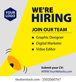 We are hiring post, join our team announcement. Business concept of search and recruitment. Social media template job vacancy recruitment.
