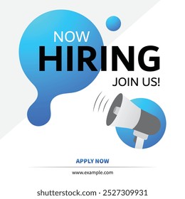 We are hiring post, join our team announcement. Business concept of search and recruitment. Social media template job vacancy recruitment. Loudspeaker illustration.