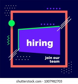 Estamos contratando el diseño de afiches o pancartas. Concepto de anuncio de empleo vacante.