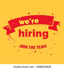 Estamos contratando el diseño de afiches o pancartas. Concepto de anuncio de empleo vacante.