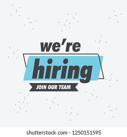 We Are Hiring Poster Banner. Vector Illustration Eps 10