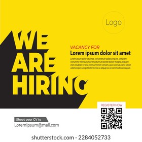 We are hiring poster concept design illustration cook delivering food in white background. Business Recruitment Concept. The engineer is standing in front of the building