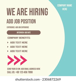 we are hiring poster flyer social media post  template design