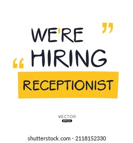 Wir stellen Receptionist ein, Vektorgrafik.