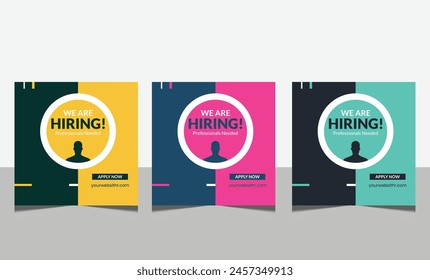 We are Hiring Recruitment advertising template. Recruitment Poster, Job hiring poster, social media, banner, flyer. Digital announcement job vacancies layout