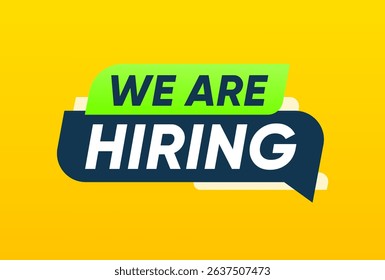 We Are Hiring Recruitment Announcement Banner Label Vector Design