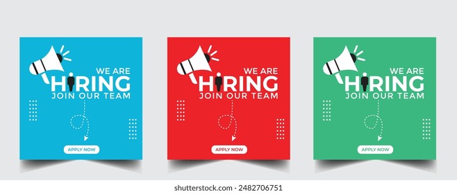 We are hiring recruitment open job vacancy design vector social media post banner template or web banner layout