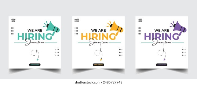 We are hiring recruitment open job vacancy design vector social media post banner template or web banner layout