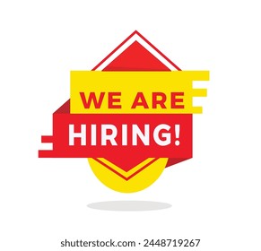 We are hiring red label icon for announcement, advertising, vector. Modern design template for banner, advertising, announcement.