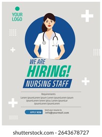 'we are hiring Registered Nurse' Creative social media post design, Join our team, vector illustration