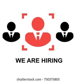 We are hiring the right candidate concept. Selection of good employees to work. Vector Illustration
