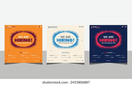 We are hiring Set of Editable minimal square banner template for social media post and web internet ads